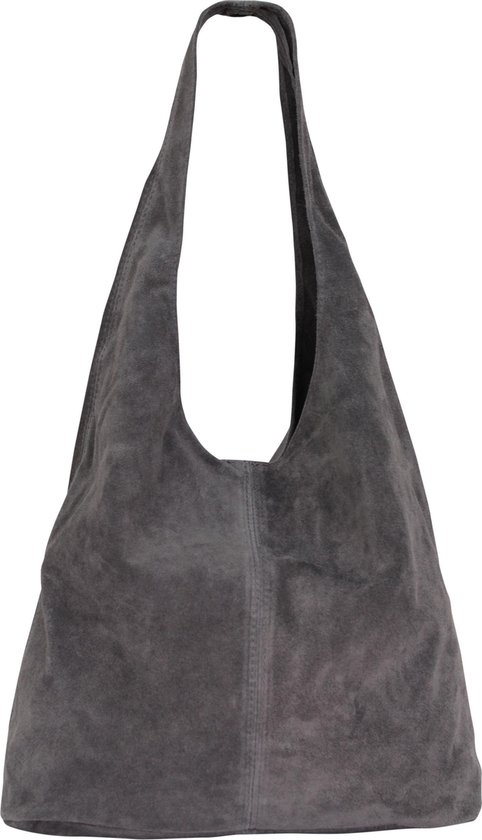 AmbraModa WL818 - Sac à main pour femme, sac à bandoulière, shopper en cuir suédé - Gris foncé