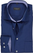 ETERNA comfort fit overhemd - structuur heren overhemd - donkerblauw (blauw dessin contrast) - Strijkvrij - Boordmaat: 41