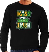 St. Patricks day sweater zwart voor heren - Kiss me im Irish - Ierse feest kleding / trui/ outfit XL