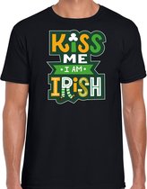 St. Patricks day t-shirt zwart voor heren - Kiss me im Irish - Ierse feest kleding / outfit / kostuum L