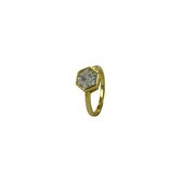 Silventi 9SIL-21067 Zilveren Ring met Zirkonia - Dames - Zirkonia - Zeskant - Maat 56 - Gold Plated (Verguld / Goud op Zilver)