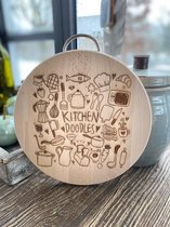 Serveerplank rond / met afbeelding / Kitchen doodles / broodplank / keuken