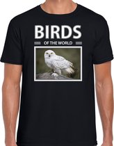 Dieren foto t-shirt Sneeuwuil - zwart - heren - birds of the world - cadeau shirt Sneeuwuilen liefhebber S