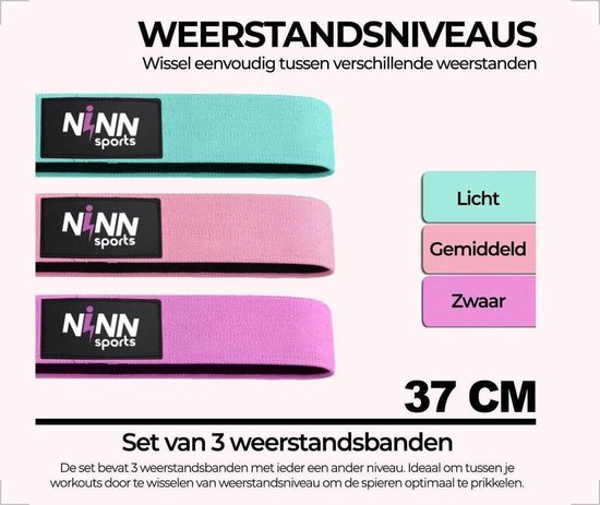 Weerstandsbanden set van 3 Pastel - Bootybands - Weerstandsband - Resistance bands- Fitnessband