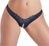 Open Kruis String Met Parels - Zwart - Dames Lingerie - Large - Strings - Zwart - Discreet verpakt en bezorgd