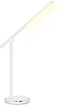 LED Tafellamp - Igia Libo - 8W - USB Oplaadfunctie - Aanpasbare Kleur - Dimbaar - Rechthoek - Mat Wit - Aluminium