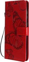 Samsung Galaxy A31 Hoesje - Mobigear - Butterfly Serie - Kunstlederen Bookcase - Rood - Hoesje Geschikt Voor Samsung Galaxy A31