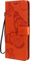 Samsung Galaxy A31 Hoesje - Mobigear - Butterfly Serie - Kunstlederen Bookcase - Oranje - Hoesje Geschikt Voor Samsung Galaxy A31