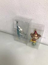 Kersthangers - twee stuks - aap en dinosaurus - ongeveer 15 cm hoog