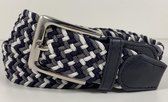 Elastische broekriem  Stretch riem  Vlecht riem Gevlochten riem  Elastiek riem - unisex - geschikt voor zowel mannen als vrouwen - Kleur Blauw wit grijs