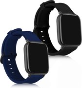 kwmobile 2x armband voor Huami Amazfit GTS / GTS 2 / GTS 2e / GTS 3 - Bandjes voor fitnesstracker in zwart / donkerblauw