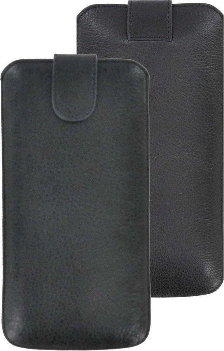 Samsung Galaxy A72 Hoesje - Insteek Cover Echt Leer Geribbeld Zwart