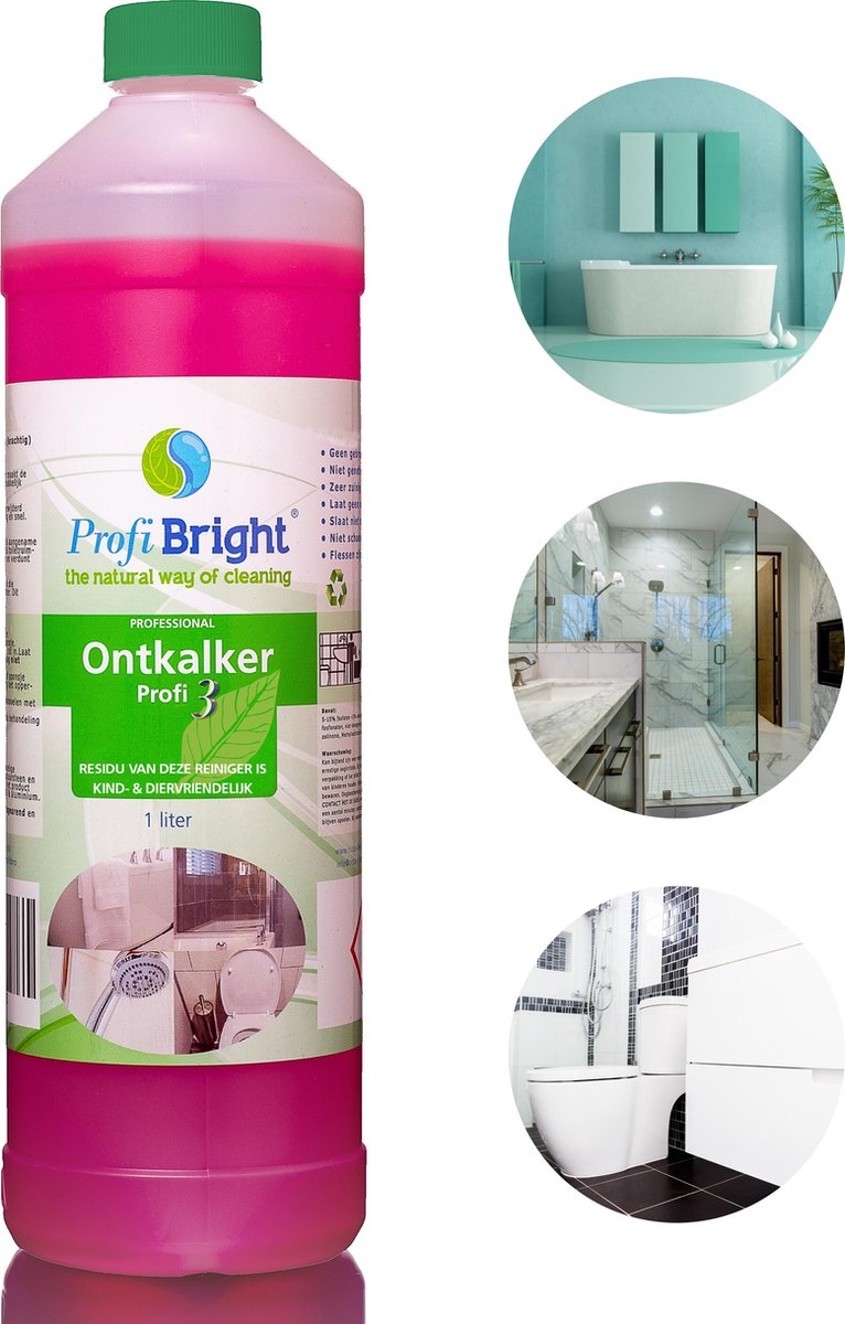 Goedkoopste ProfiBright Consument - Ontkalker Profi3 - Kalkverwijderaar - Kalk weg - Kalk aanslag verwijderaar - Concentraat - Dierproefvrij - 1 liter