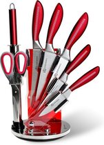 Edënbërg Red Line - Set de couteaux avec porte-couteaux de Luxe - 8 pièces