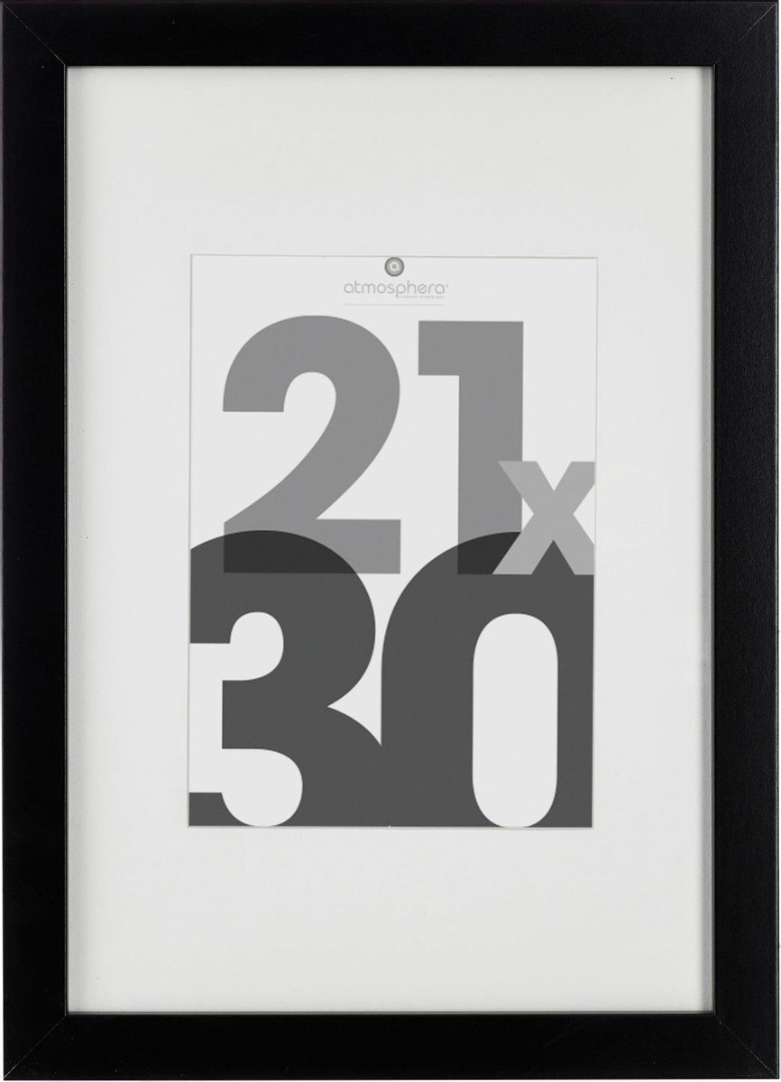 Fotolijst Zwart Glas - 21 X 30 CM - Posterlijst A4 - Wissellijst met passe partout van 12x17 cm