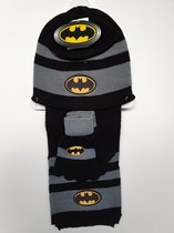 Batman 3-Delig Winterset Jongen Handschoenen-Muts-Sjaal Donkergrijs-Zwart 3-7 Jaar
