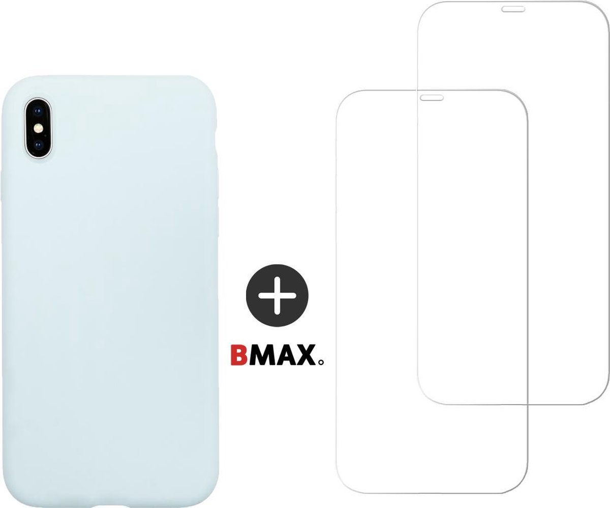 BMAX Telefoonhoesje voor iPhone X - Siliconen hardcase hoesje zeeblauw - Met 2 screenprotectors