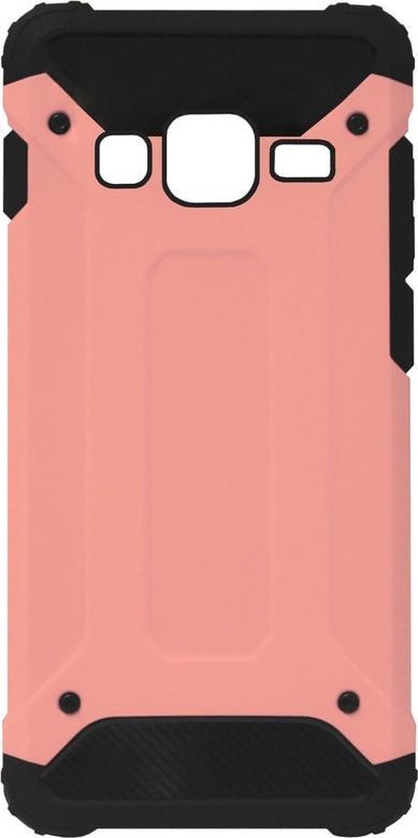 WLONS Rubber Kunststof Bumper Case Hoesje Geschikt voor Samsung Galaxy J3 (2015)/ J3 (2016) - Goud Rose