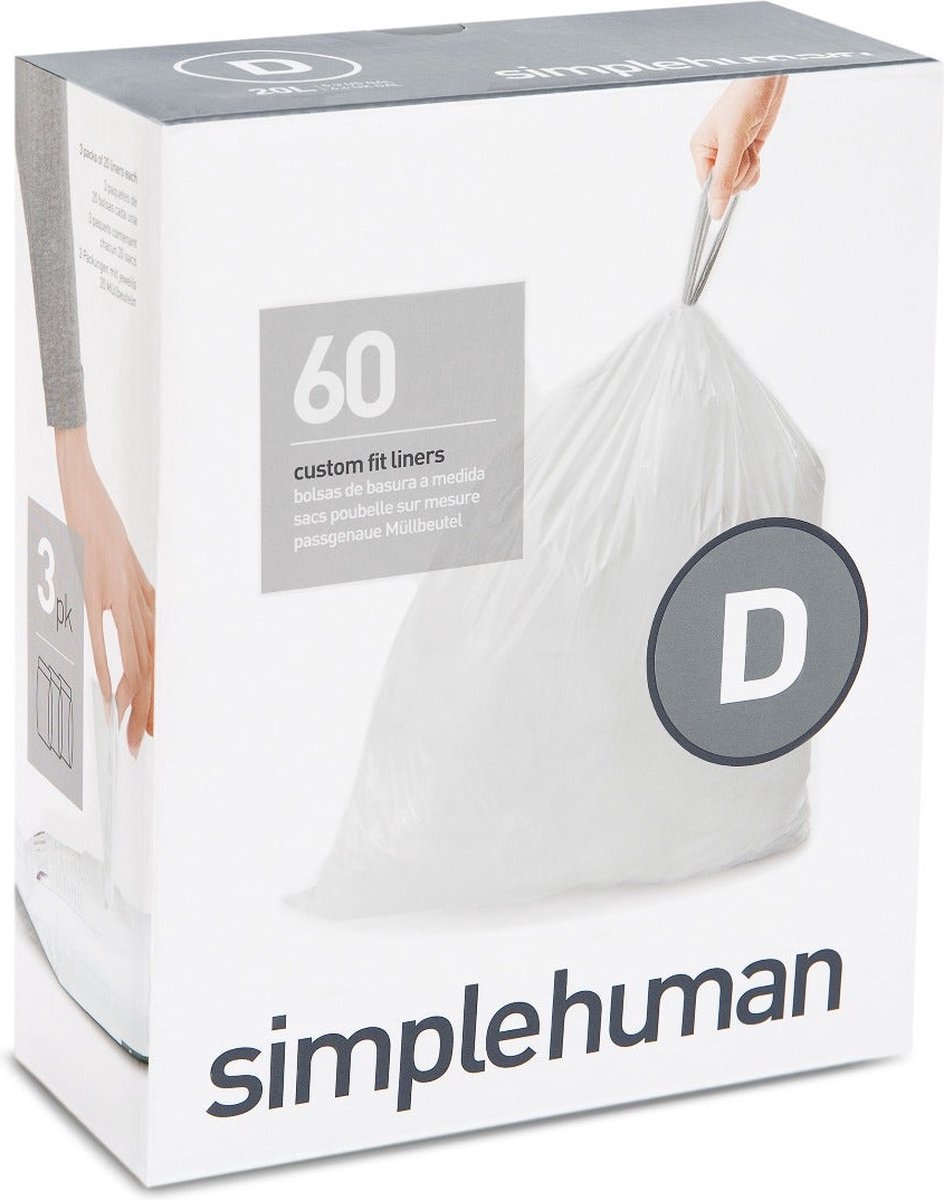 Simplehuman afvalzakken code D - 20 liter - 60 stuks
