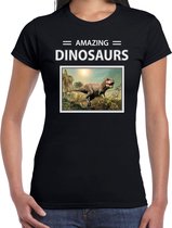 Dieren foto t-shirt T-rex dino - zwart - dames - amazing dinosaurs - cadeau shirt Tyrannosaurus Rex dinosaurus  liefhebber M