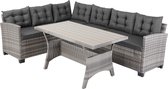 Casaria Polyrotan Loungeset hoekbank Lissabon WPC tafel kussens tuinset - Grijs Casaria Polyrotan Loungeset hoekbank Lissabon WPC tafel kussens tuinset - Grijs