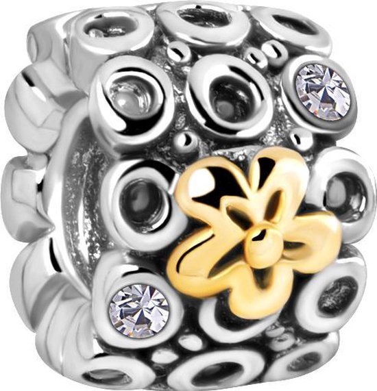 Quiges - 925 - Zilveren - Bedels -Sterling zilver - Beads - Bloem Kraal Charm - Geschikt – voor - alle bekende merken - Armband Z583