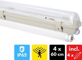 Proventa Outdoor LED TL verlichting met bewegingssensor en lichtsensor - Waterdicht - 4 x 60 cm
