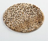 Rond kleedje vachtje luipaard cheetah print bruin zacht - rond 38cm