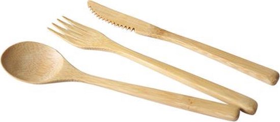 Ensemble de couverts en bambou dans un joli coffret | Couteau cuillère fourchette
