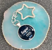 Sleutelhanger super papa zilver ster