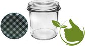 Jampotten - inmaak - glazen potten 346 ml met twist-off deksel groen (geblokt) 6 stuks