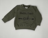 Sweater Hello i am - Leger groen, 68