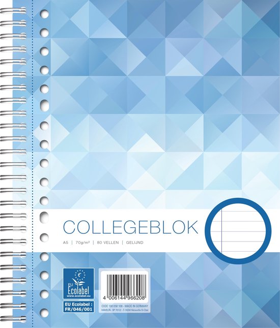 Work - collegeblok - A5 - lijn - 17-gaats - 80 vel - 70g papier - pak van 5  | bol