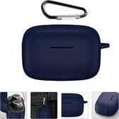 Luxe Siliconen Hoesje Geschikt Voor JBL LIVE 300TWS Draadloze Oordopjes - Soft Case Cover Protector - Travel Beschermhoes - Reis Opberghoes Shell Beschermer Hoes - Met Musketon Haakje -  Donk