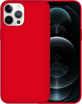 iPhone 12 Case Hoesje Siliconen Back Cover - Apple iPhone 12 - Rood