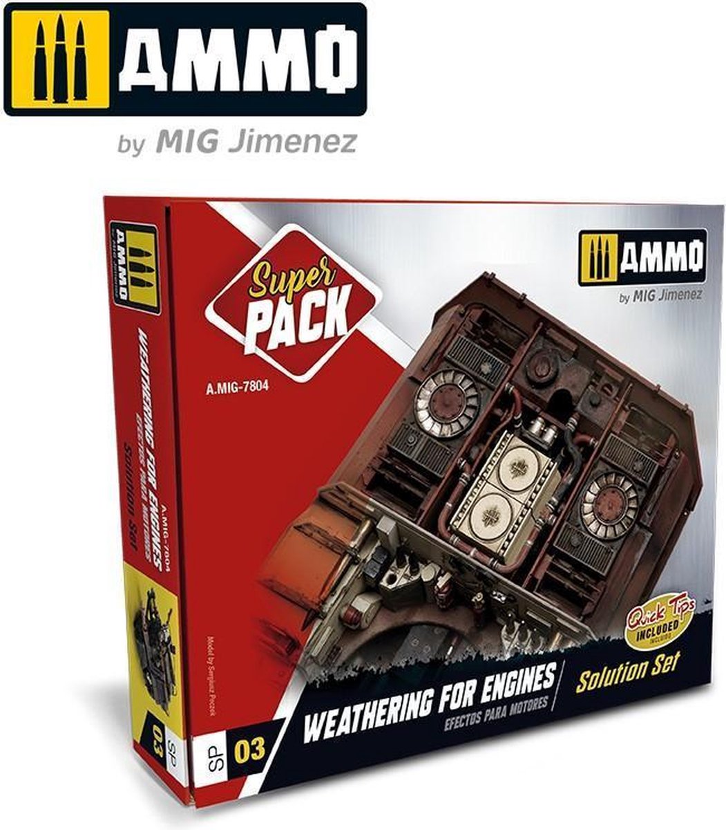 AMMO MIG 7804 Weathering for engines - Super Pack! Verf set