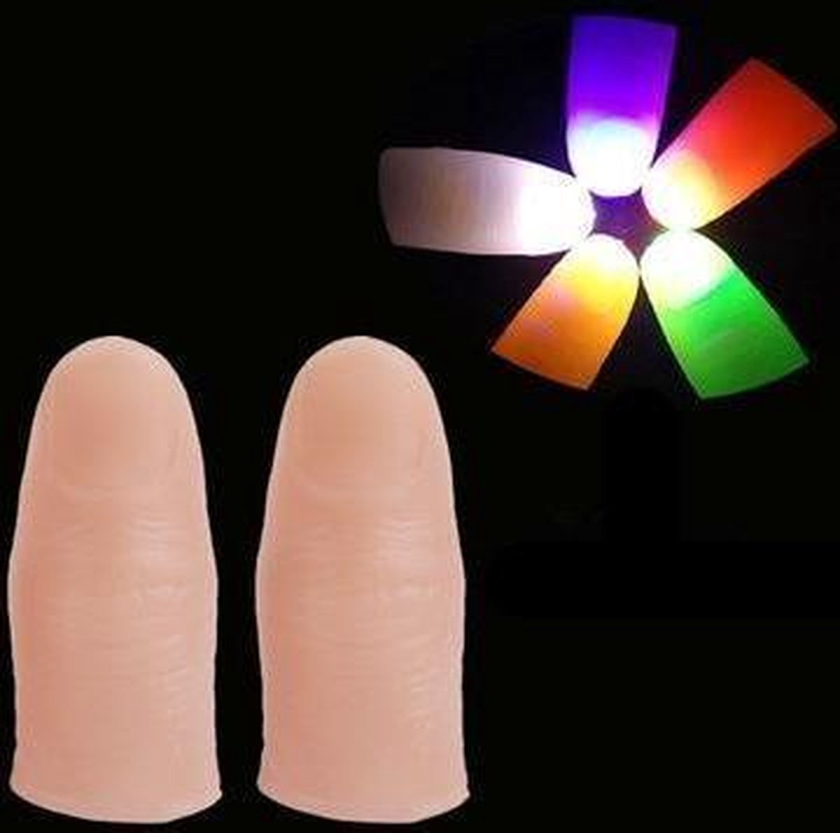 Creatieve goochelaars verlichten duimtips met led [kleurrijk]