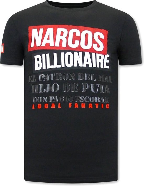 Local Fanatic Print Shirt Hommes - Narcos - Zwart - Tailles: M