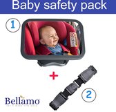 Bellamo®|Baby veiligheid| Autospiegel baby + Gordelclip | 2-in-1 pakket!