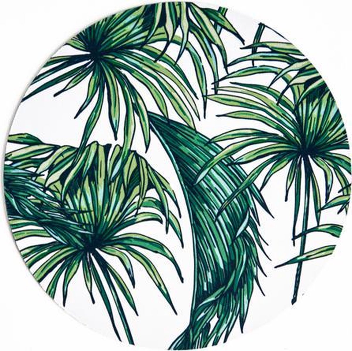 Computer - muismat palm leafs - rond - rubber - buigbaar - anti-slip - mousepad