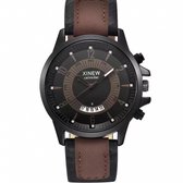 Horloge- bruin / zwart - datum - Heren-Robuust- Extra batterij- charme Bijoux