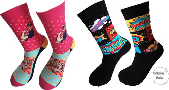 Verjaardag cadeautje voor haar - Mismatch - Moederdag sokken - Leuke sokken - Vrolijke sokken - Luckyday Socks - Sokken met tekst - Aparte Sokken - Socks waar je Happy van wordt - Maat 36-41