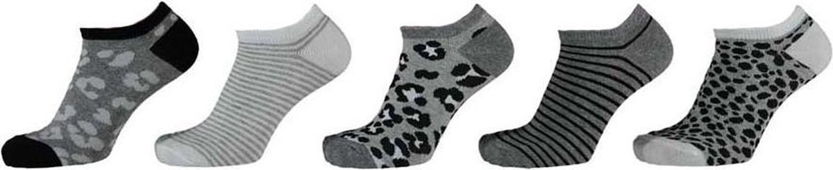 iN ControL 5pack sneakersokken met luipaardprint - maat 23/26