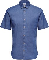 ONLY & SONS ONSTROY LIFE SS CHAMBRAY STRETCH SHIRT Heren Shirt - Maat XL