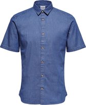 ONLY & SONS ONSTROY LIFE SS CHAMBRAY STRETCH SHIRT Heren Shirt - Maat L