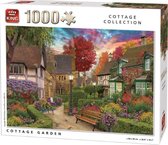 King - Prachtige kleuren - cottage garden cottage tuin volwassenen 1000 stukjes | 68 x 49 cm | inclusief unieke en praktische rode, blauw schrijvende laserbalpen in luxe opbergbox.