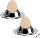 ✿BrenLux® Eierdopjes -  Eierdop houder - Hippe eierdop - Eierdopjes  RVS - Luxe eierdop - 2 stuks - Zilverkleurige eierdop - Ontbijt eierdopjes - Brunch eierdop - Eierdopje met opvangbakje eierschalen