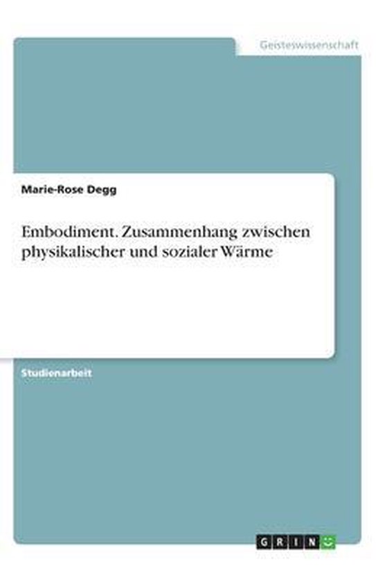 Embodiment. Zusammenhang zwischen physikalischer und soziale ... - cover