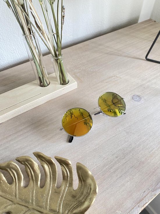 Joboly Ronde Zonnebril - Zilverkleurig Frame - Oranje en Gele Lenskleur - Dames en Heren van Joboly — afbeelding 2