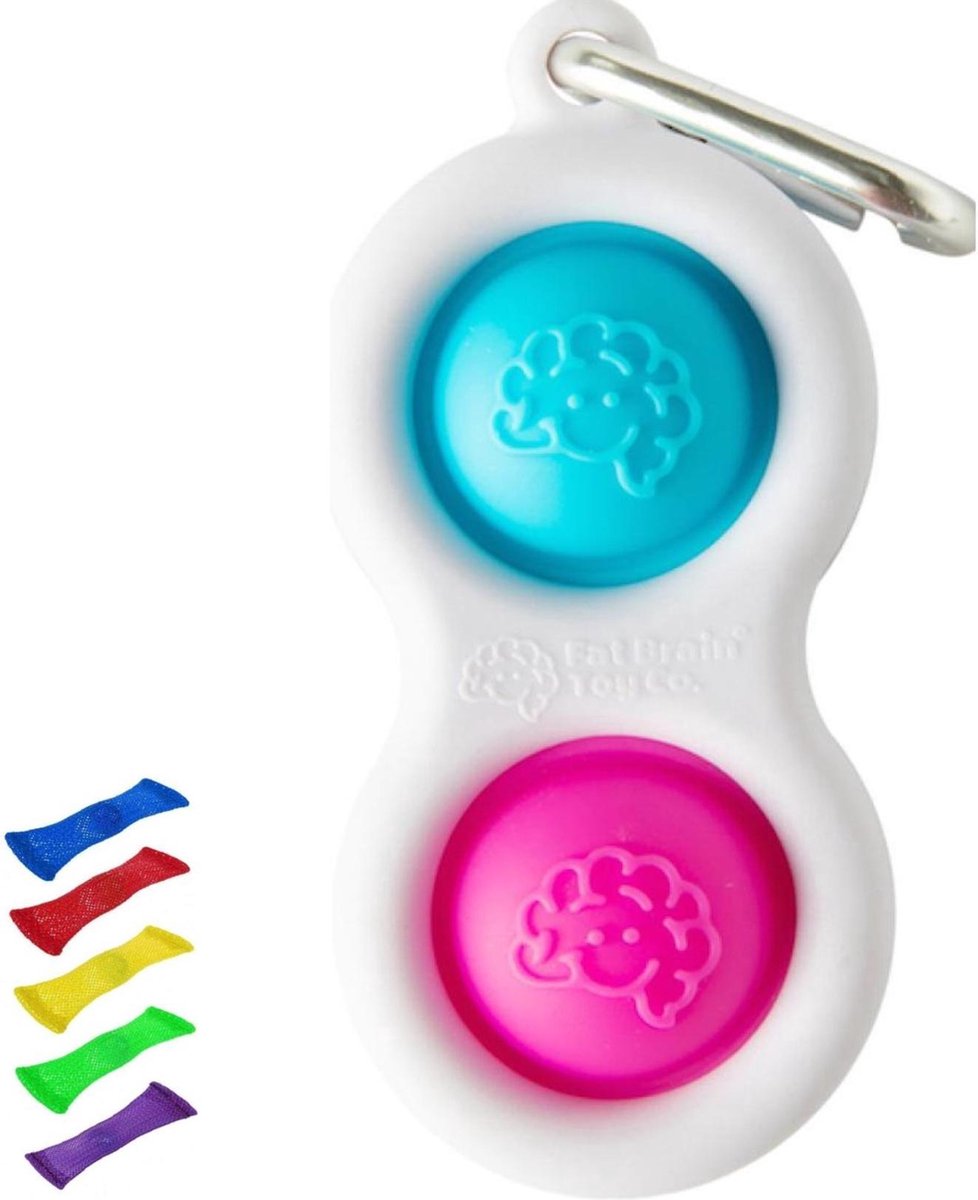 Simple Dimple Met 5 Mesh and Marble - Fidget Toys - Pop It - Pop It Fidget Toy - Sleutelhanger - Blauw Roze - Merkloos
